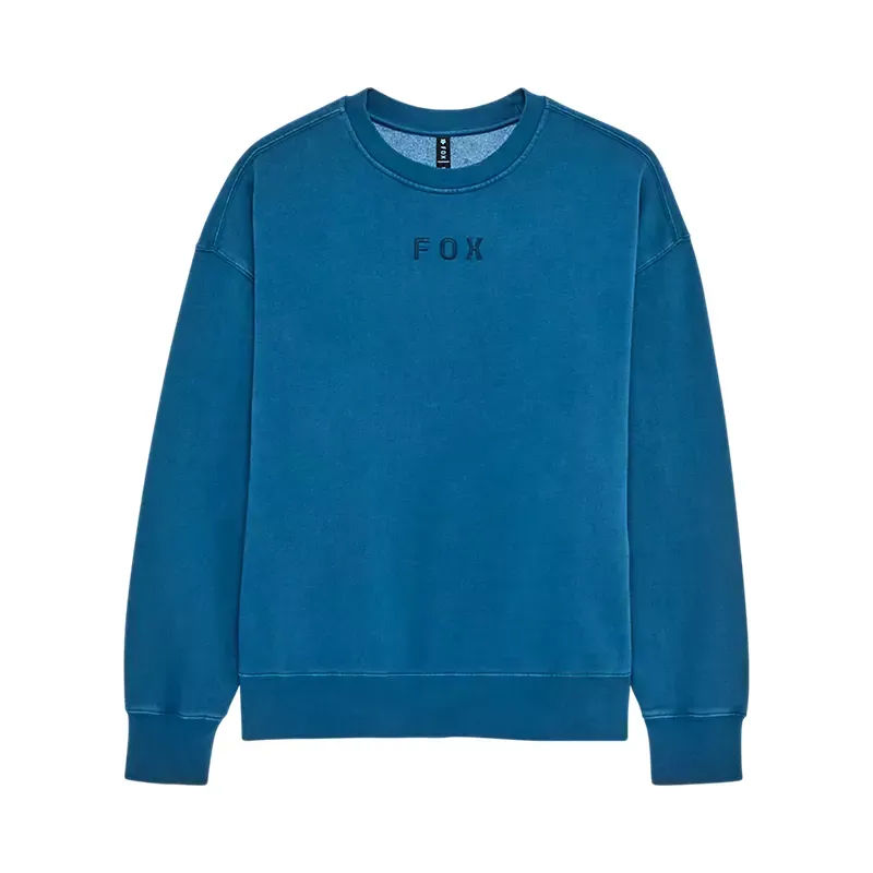 Fox Wordmark Oversized Fleece Crew Sweatshirts in Twilight Blue