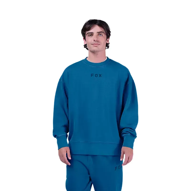 Fox Wordmark Oversized Fleece Crew Sweatshirts in Twilight Blue-2