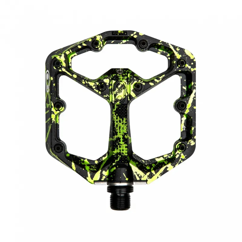 Crankbrother Stamp 7 Flat Pedals in Black/Green-1