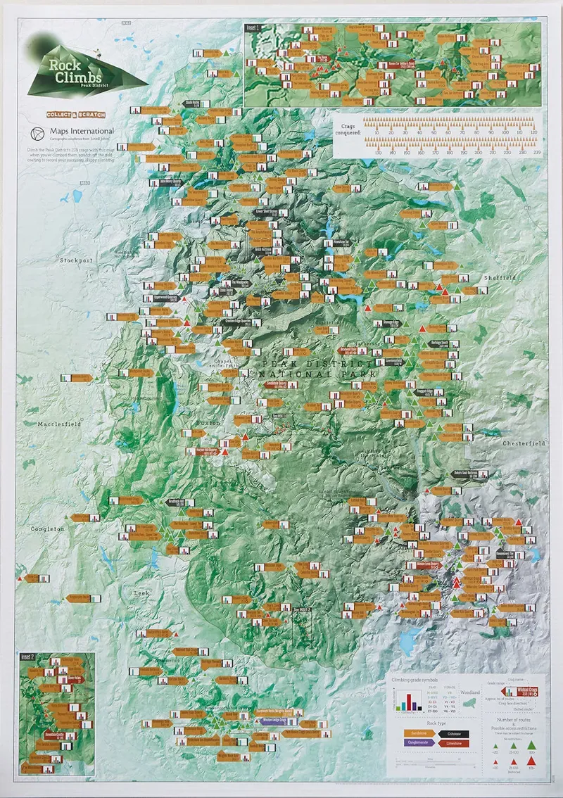 Peak District Rock Climbs Scratch Map