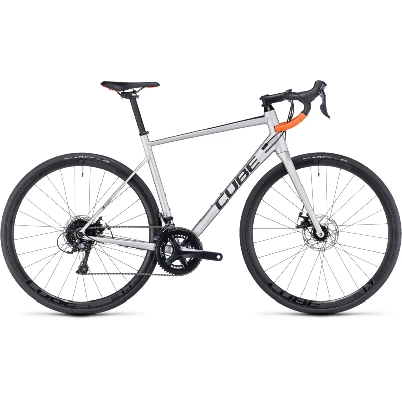 Cube Attain Pro Road Race Bike in Silver/Orange