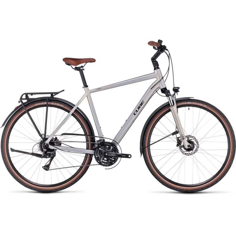 Cube Touring Pro Hybrid Bike in Pearlysilver/Black - 2023