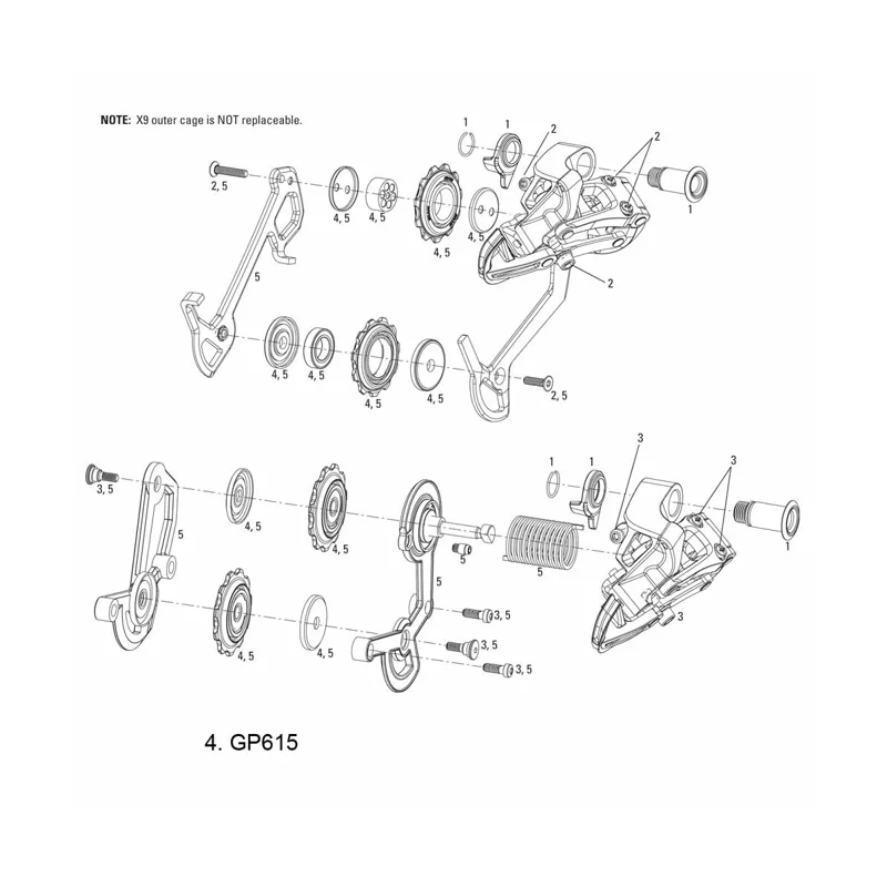 Sram X9  Derailleur Jockey Wheels-1