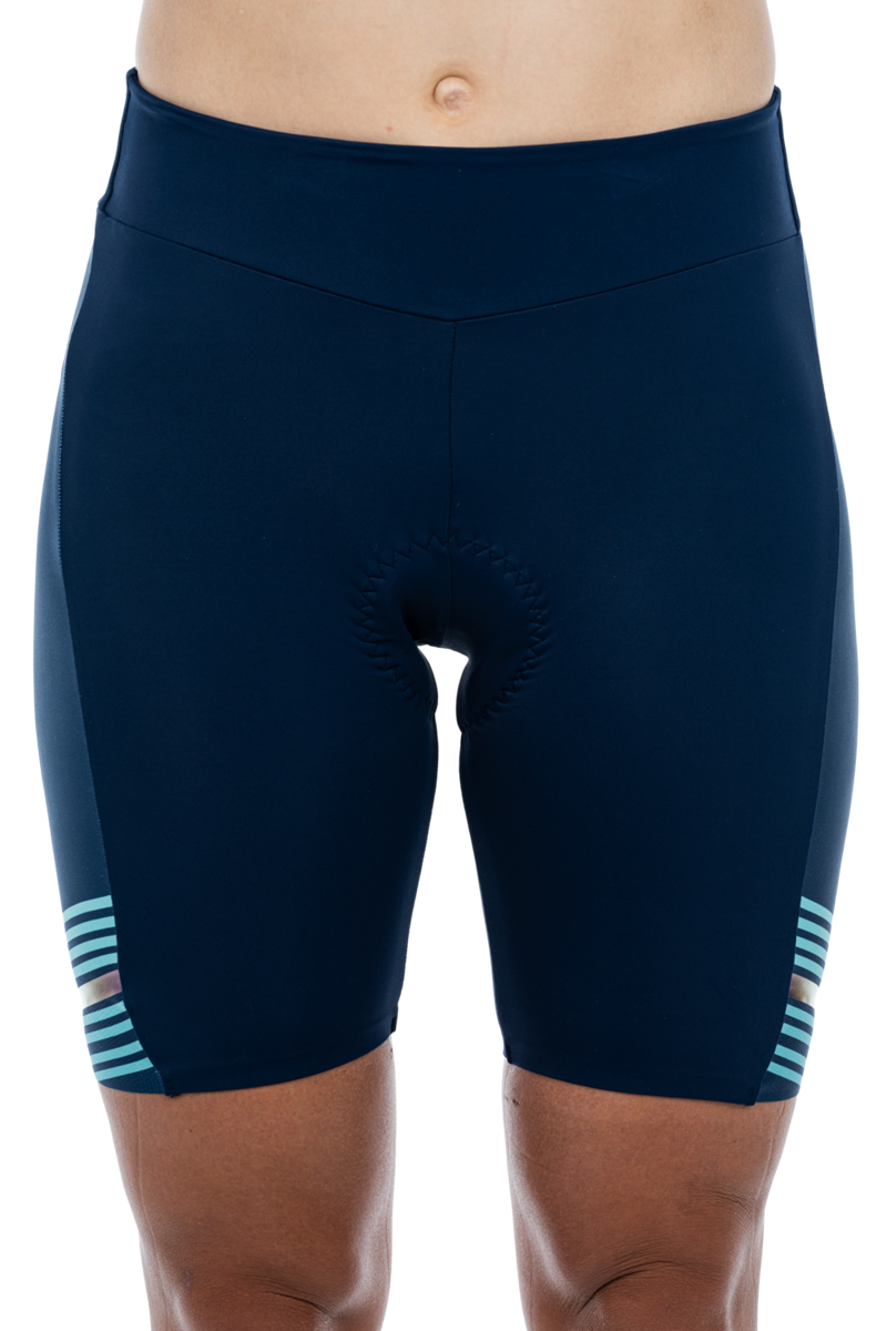 2022 Cube Teamline Womens Cycle Shorts in Blue/Mint