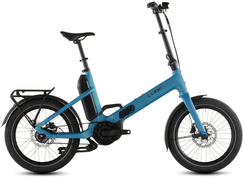 Cube Fold Hybrid Comfort 545 Electric Folding Bike in Blue