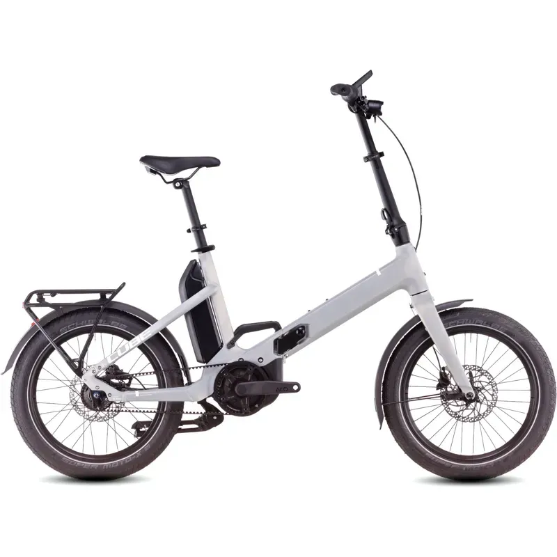 Cube Fold Hybrid Comfort 500 Electric Bike in Pearly Silver/White