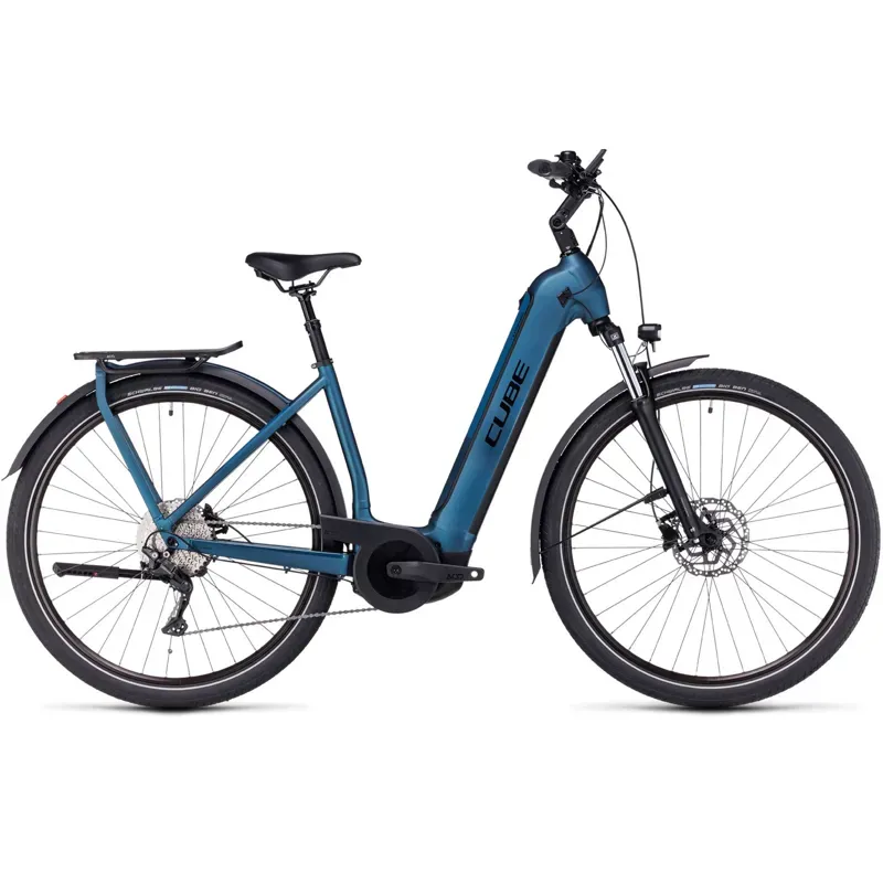 Cube Kathmandu Hybrid One 750 Easy-Entry Trekking eBike in Blue/Black