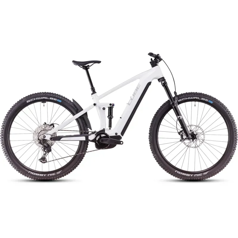 Cube Stereo Hybrid One44 EXC eMountain Bike in White Marble/Black