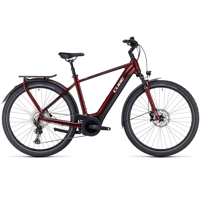 Cube Touring Hybrid EXC 625 Electric Bike in Red White