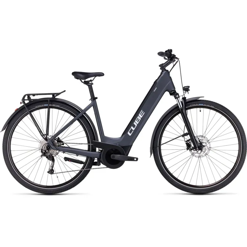 Cube Touring Hybrid One 625 Easy-Entry Electric Bike in Grey