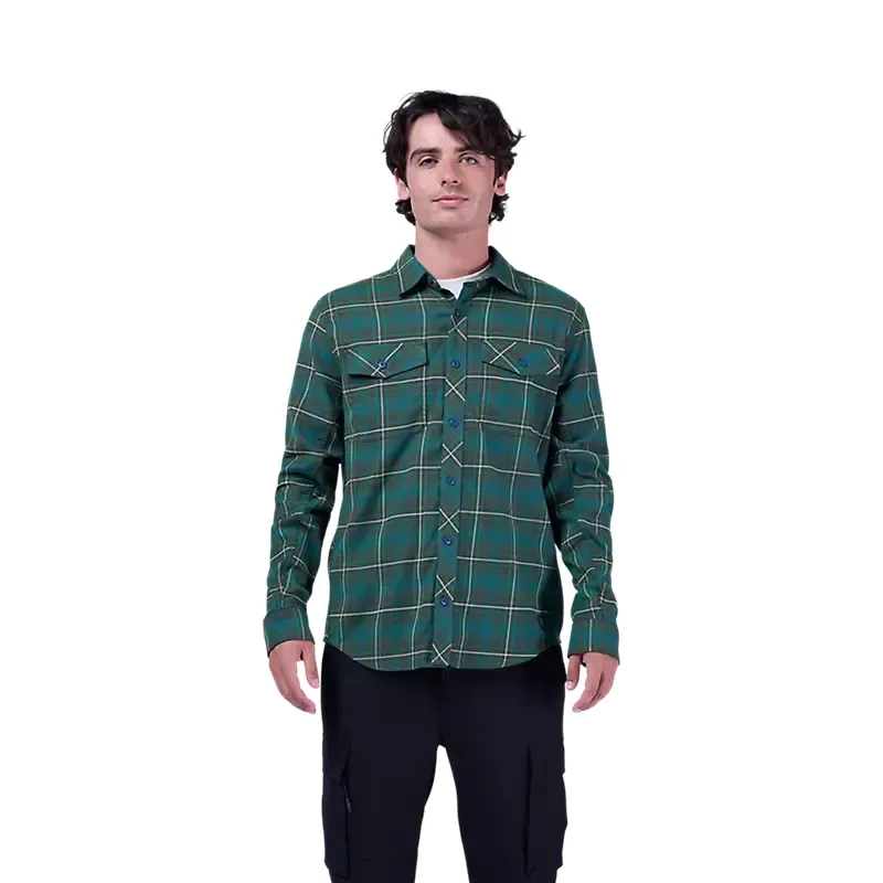 Fox Survivalist Stretch Flannel Long Sleeve Shirt in Dark Sage