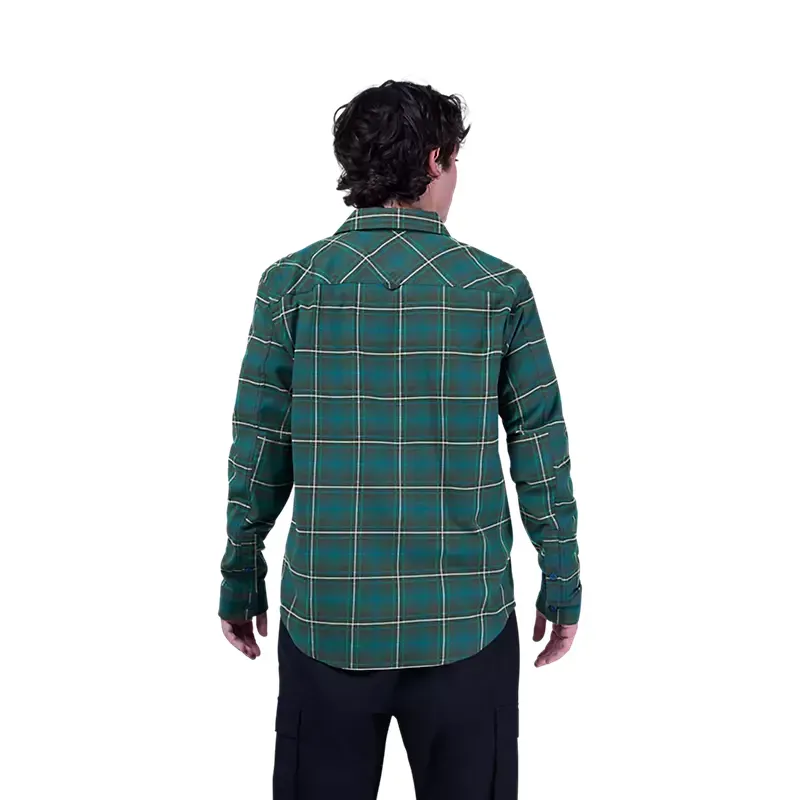 Fox Survivalist Stretch Flannel Long Sleeve Shirt in Dark Sage-1