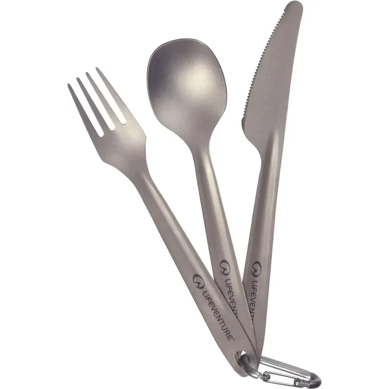 Lifeventure Superlight Titanium Cutlery Set in Silver