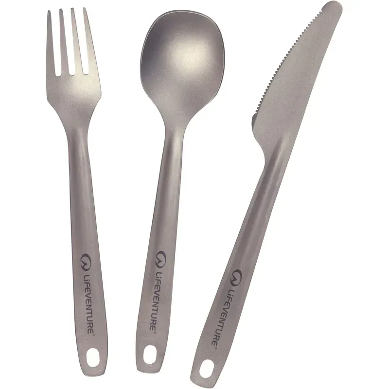 Lifeventure Superlight Titanium Cutlery Set in Silver-1