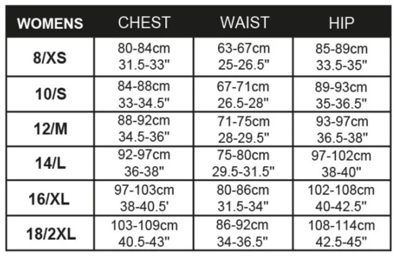 Altura Womens Clothing Size Guide