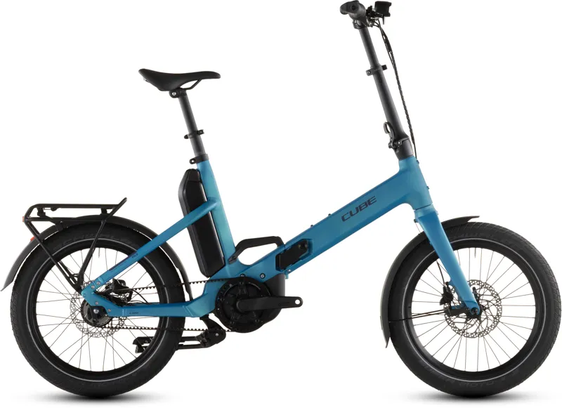 Cube Fold Hybrid Comfort 545 Electric Folding Bike in Blue