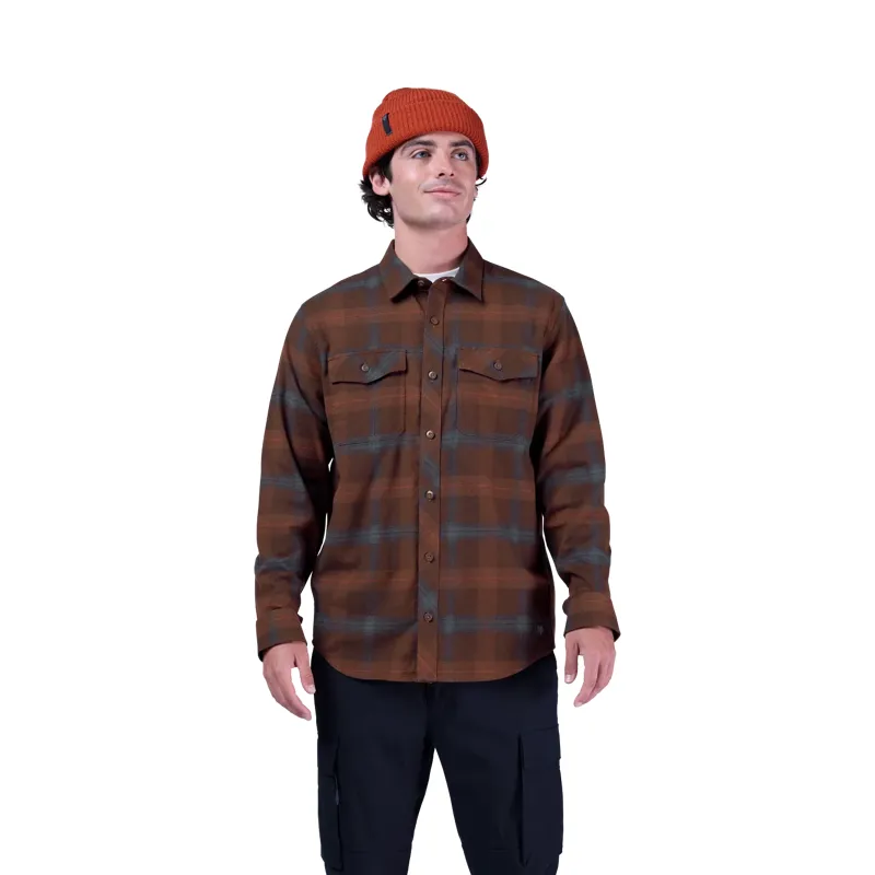 Fox Survivalist Core Flannel Long Sleeve Shirt in Dark Brown-2