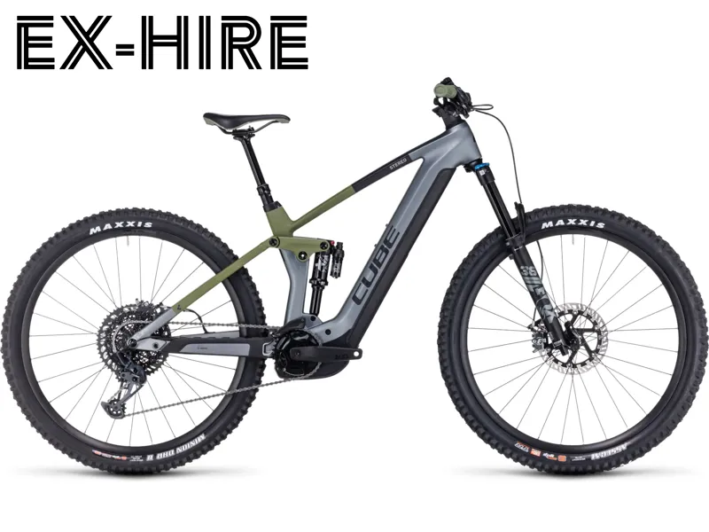 Cube Stereo 140 HPC TM 750 Hybrid Bike in Grey/Olive - Ex-Hire