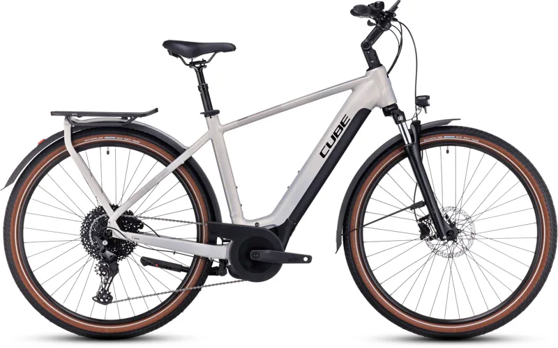 Cube Touring Hybrid Pro 625 Trekking Electric Bike in Pearly Silver