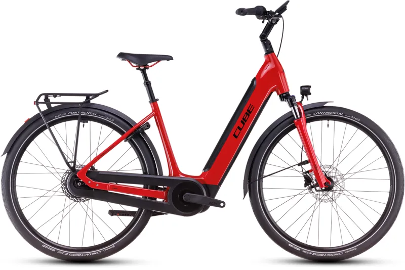 Cube Supreme Hybrid Comfort Pro 625 EE Electric Bike in Fire Red