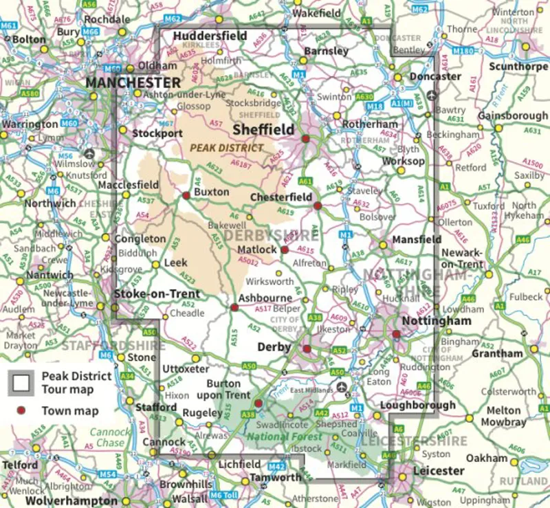 OS Tour Map 4 - Peak District and Derbyshire-1