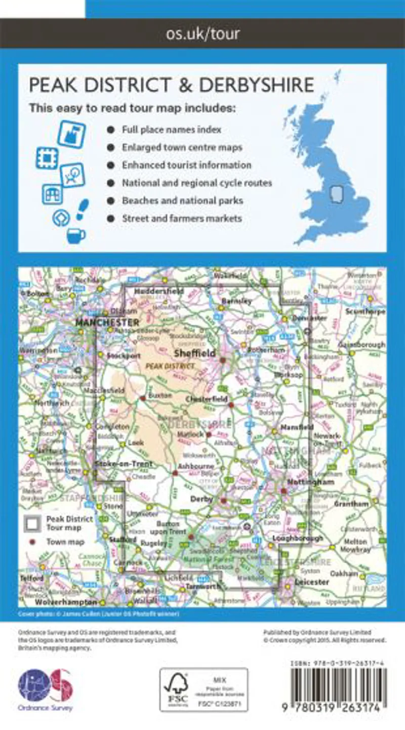 OS Tour Map 4 - Peak District and Derbyshire-2