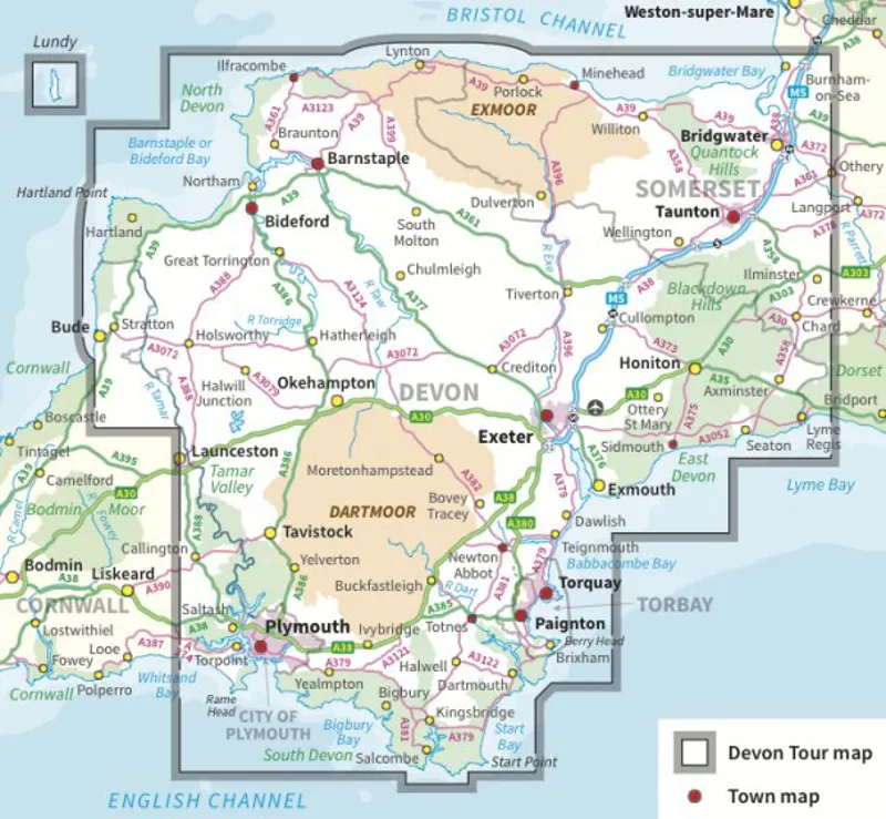 OS Tour Map 5 -  Devon and Somerset West-1