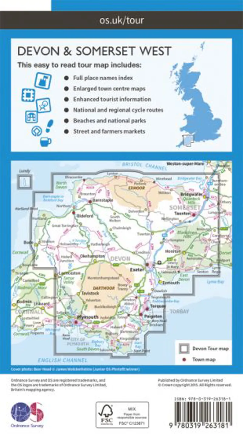 OS Tour Map 5 -  Devon and Somerset West-2
