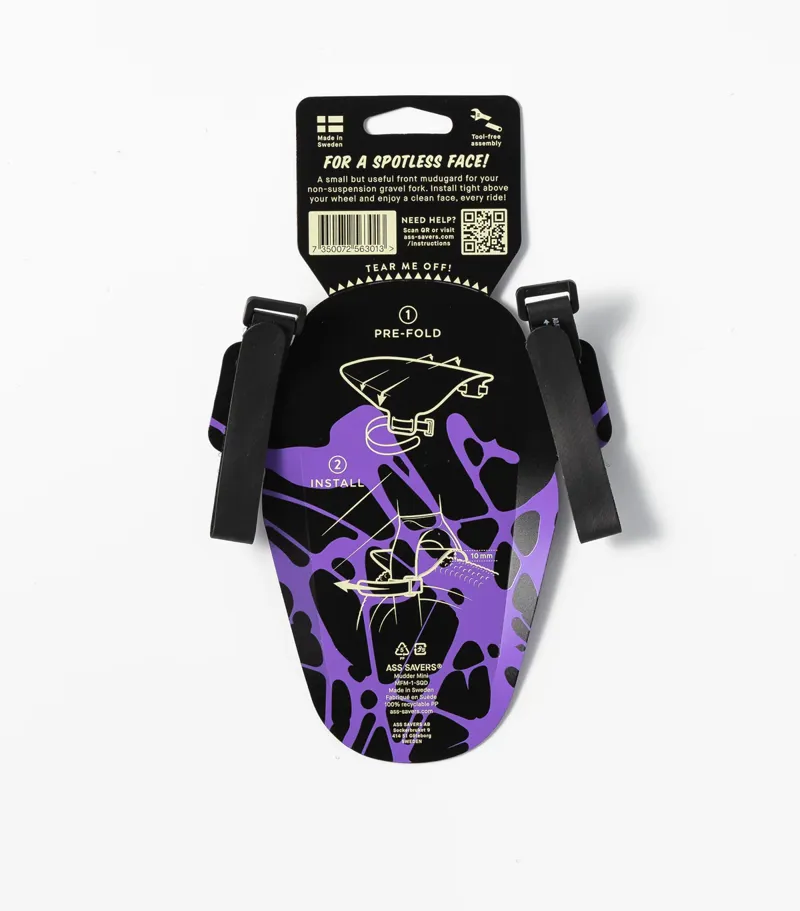 Ass Savers Mudder Mini Gravel Fork Front Mudguard in Squid Purple-2