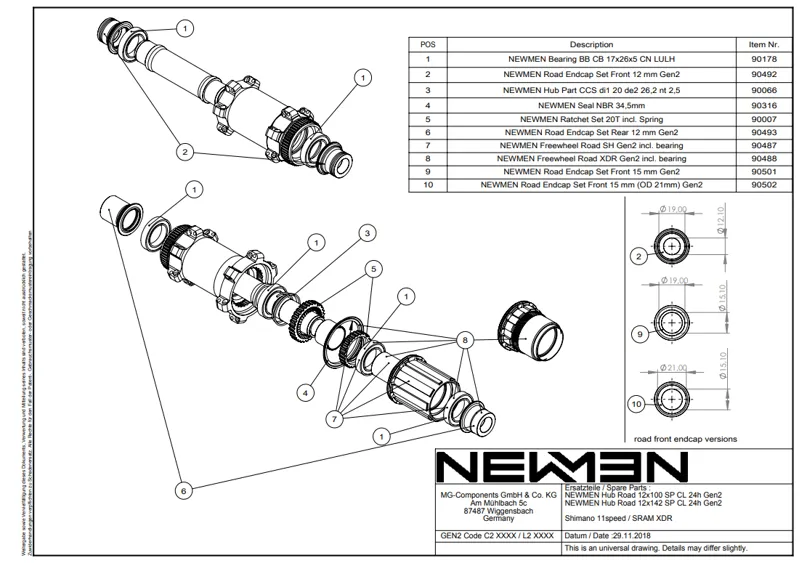 Newmen Freehub Body Road Gen2 Sram XDR - 90488-2