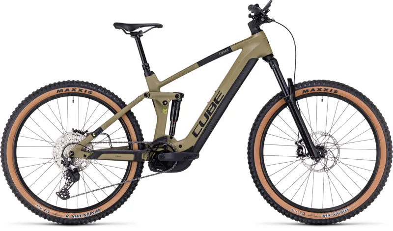 Cube Stereo Hybrid 160 HPC Race 750 Electric Mountain Bike in Olive - 2023