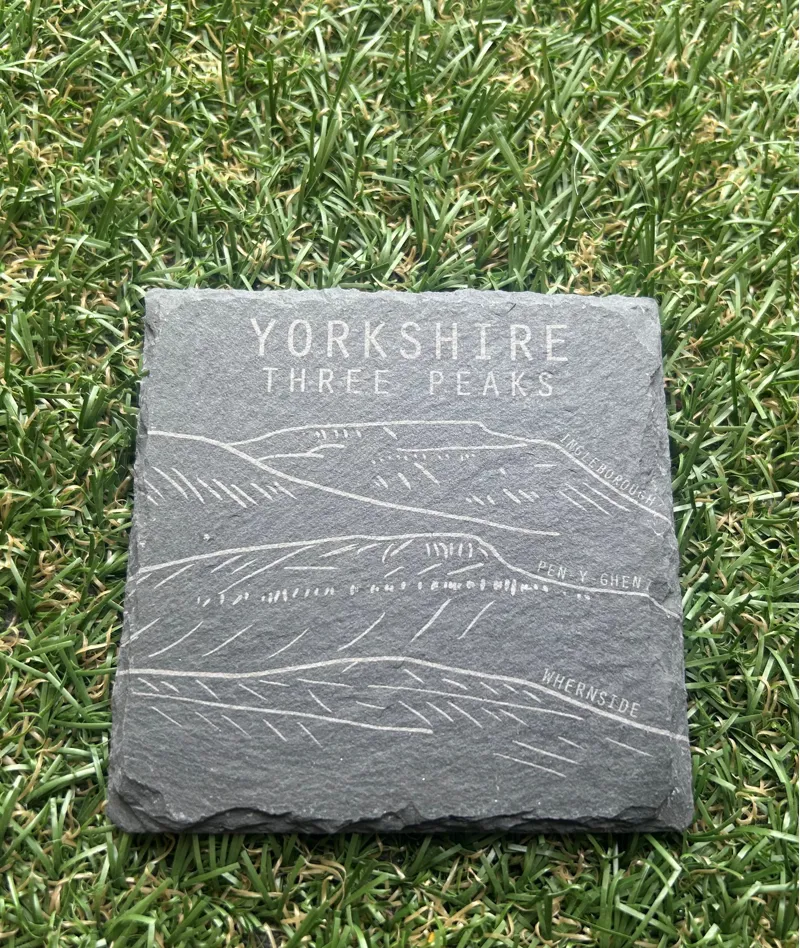 Ellie Bean - Slate Coaster - 3 Peaks Line Art