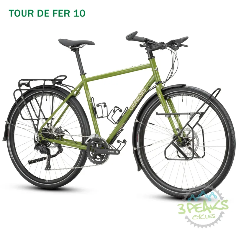 2025 Genesis Tour De Fer 10 Flat-Bar Touring Bike in Green-1