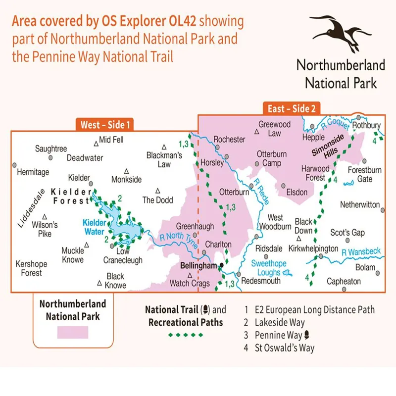 OS Explorer Map 42 - Kielder Water and Forest-2