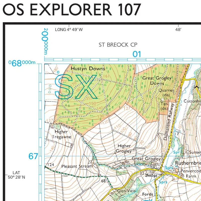OS Map of St Austell and Liskeard - Explorer 107-3