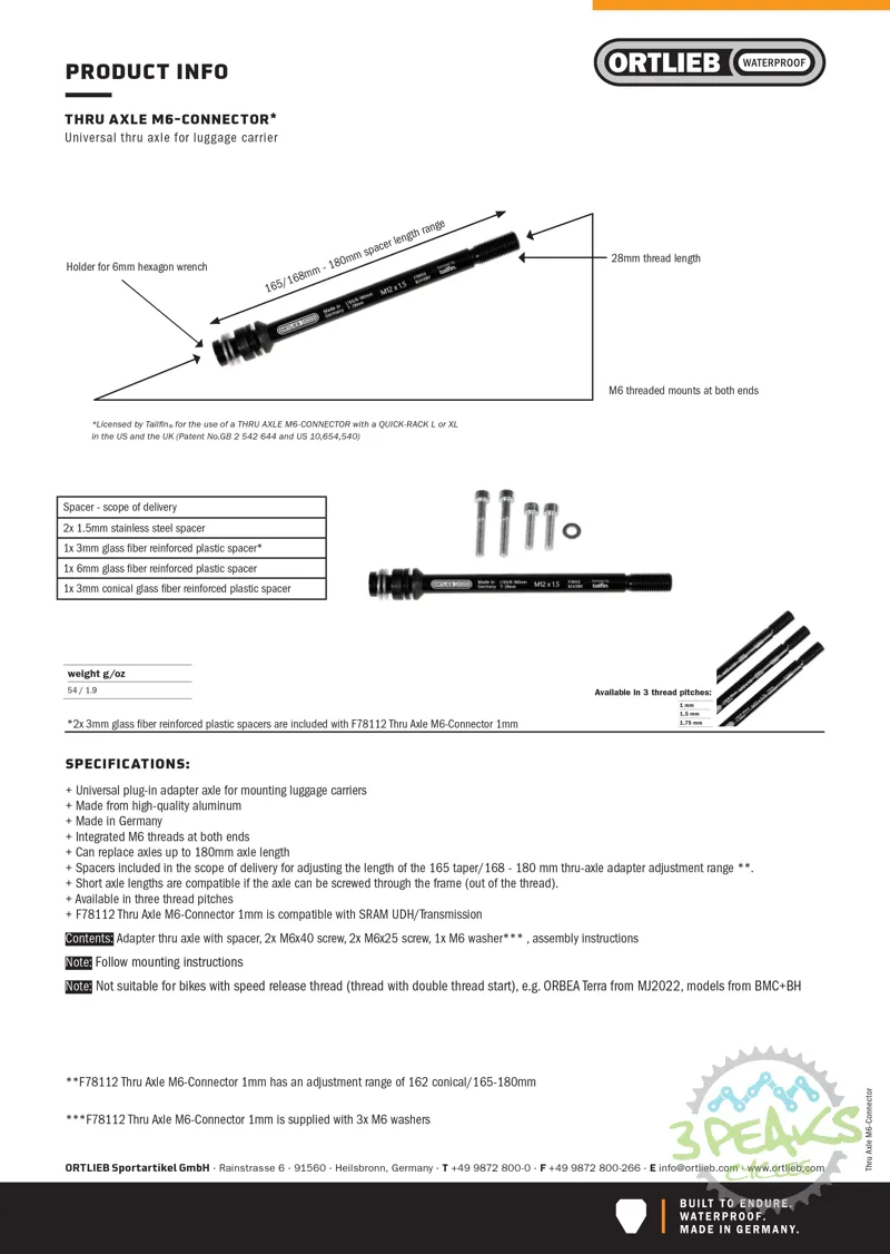 Ortlieb Thru Axle M6-Connector-7