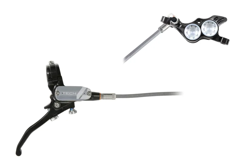 Hope Tech 4 E4 Brakes - Black/Silver - BRAIDED-1