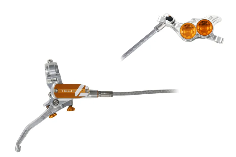 Tech 4 E4 Brakes - Silver/Orange - BRAIDED