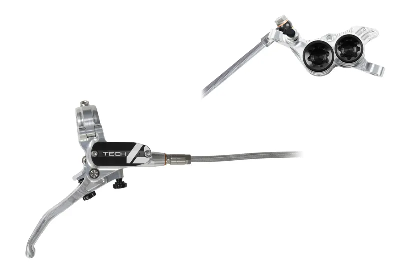 Hope Tech 4 V4 Brakes - Silver/Black - BRAIDED-1
