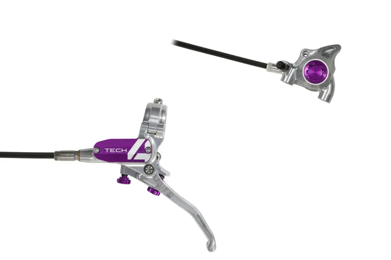 Hope Tech 4 X2 Brakes - Flatmount - Silver/Purple-1