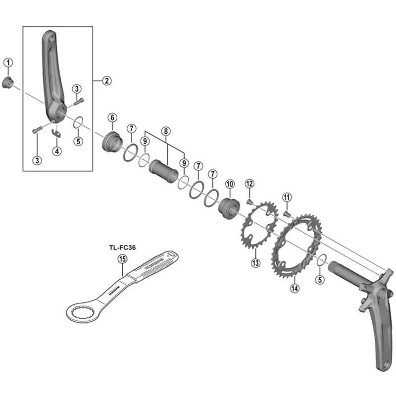 Shimano FC-M5100-2 Deore 11 speed double inner chainring 26T-BC for 36-26T-1
