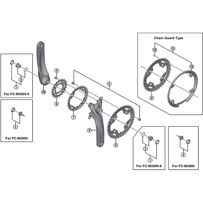 Shimano FC-M4000 crank arm fixing bolt unit